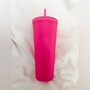 Starbucks Summer 2021 Neon Hot Pink Soft Touch Studded Tumbler Venti 24oz